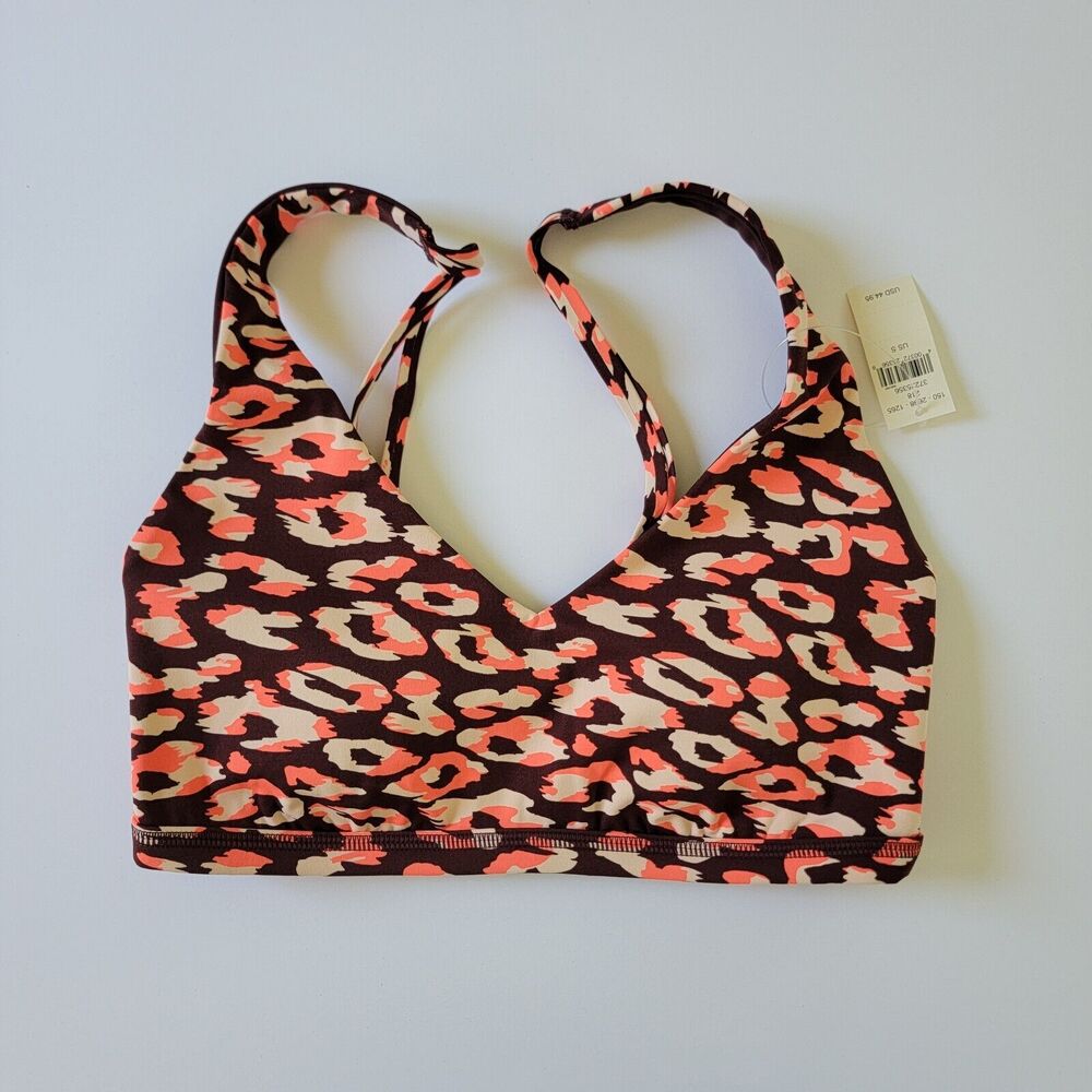 Aerie Women's Size Small Brown Pink Animal Print Mesh Back Sports Bra NWT